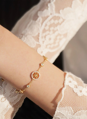 法式精致几何锆石芒星手链轻奢感手串时尚气质手饰设计感小众