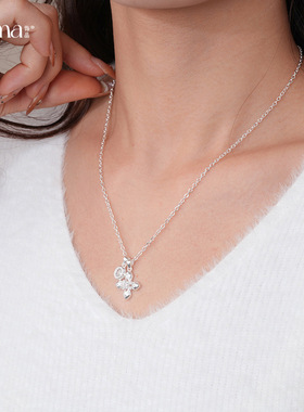 复古气质锆石十字架花朵吊坠项链简约时尚锁骨链小众设计感项饰女