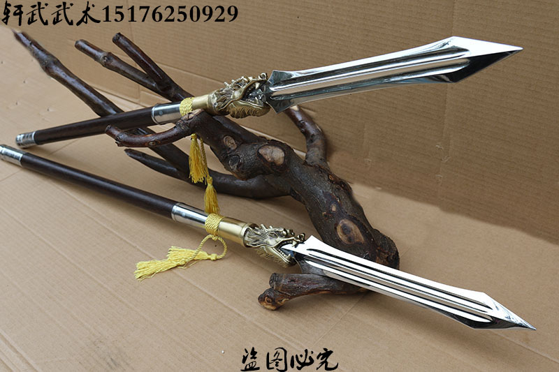 包邮红缨枪头子龙长枪不锈钢一体锻造霸王枪长矛头武术道具未开刃
