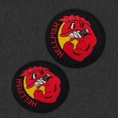 HELL FISH飞天地狱鱼刺绣3D精美臂章士气徽章魔术贴服装 背包贴