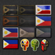 菲律宾Philippines旗帜刺绣反光臂章魔术贴士气章背包贴补丁
