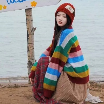 旅游穿搭女装彩色多巴胺针织毛衣
