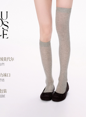 NUOISLE*时髦捕手 2026春夏高品轻薄细条山羊绒小腿袜过膝堆堆袜