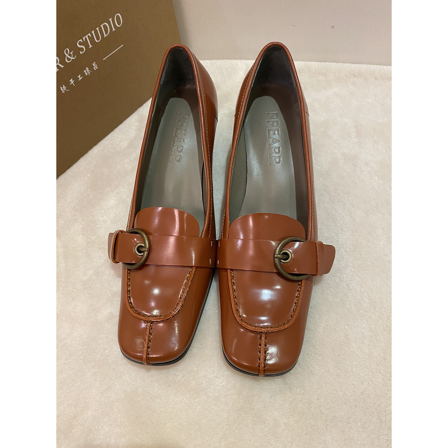 订jin 复古中口单鞋女高跟粗跟真皮女鞋,女鞋,深口单鞋,淘宝优惠券,粉丝福利购,淘宝优惠卷