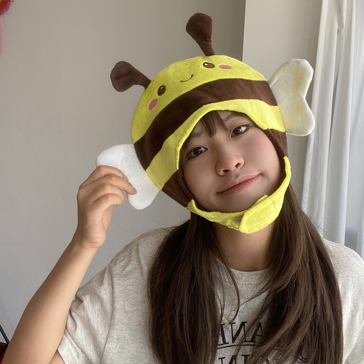 可爱甜美卡通搞怪蜜蜂头套帽子拍照节目表演游乐园出游装扮头饰