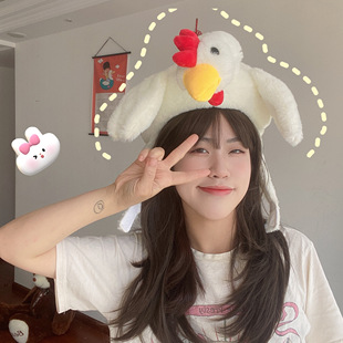 少女心ins可爱搞怪张开翅膀要飞走公鸡头套帽子出游拍照表演道具