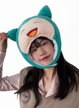 蓝色卡比怪兽头套帽子可爱搞怪