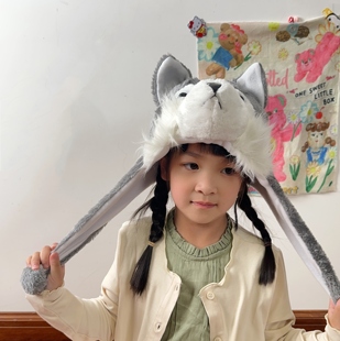 可爱搞怪卡通动物小狼头套帽子儿童学校表演汇演讲故事道具头饰
