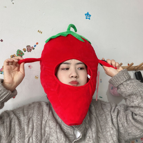 ins可爱蔬菜红辣椒帽子拍照表演