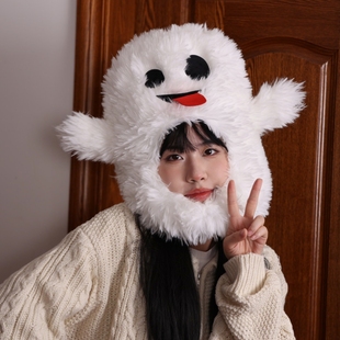 可爱搞怪吐舌头幽灵头套帽子万圣节头饰活动派对装扮拍照表演学生