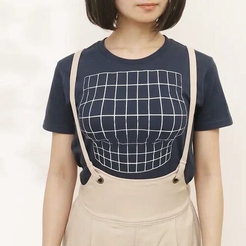 女t-shirt for Women Tees Ladies t shirts几何图案胸廓视觉Chic
