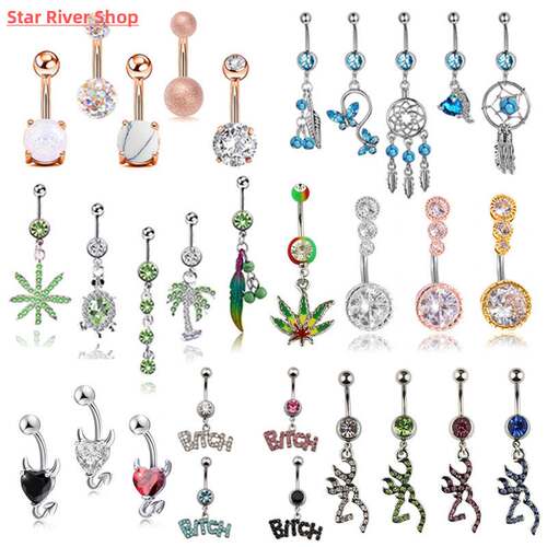 1pc Navel Rings Belly Button Ring Piercing Stainless Steel D