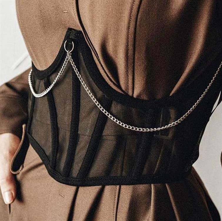 2021 new chain chest support belted belted girdle top