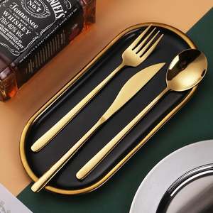 Knife, fork and spoon set of three steak plates cutlery