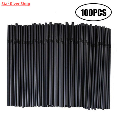 100pcs/Set Black Cocktail Straws Black Plastic Straw For Bir