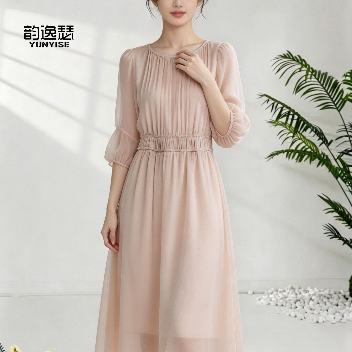 真丝收腰长裙女夏季新款