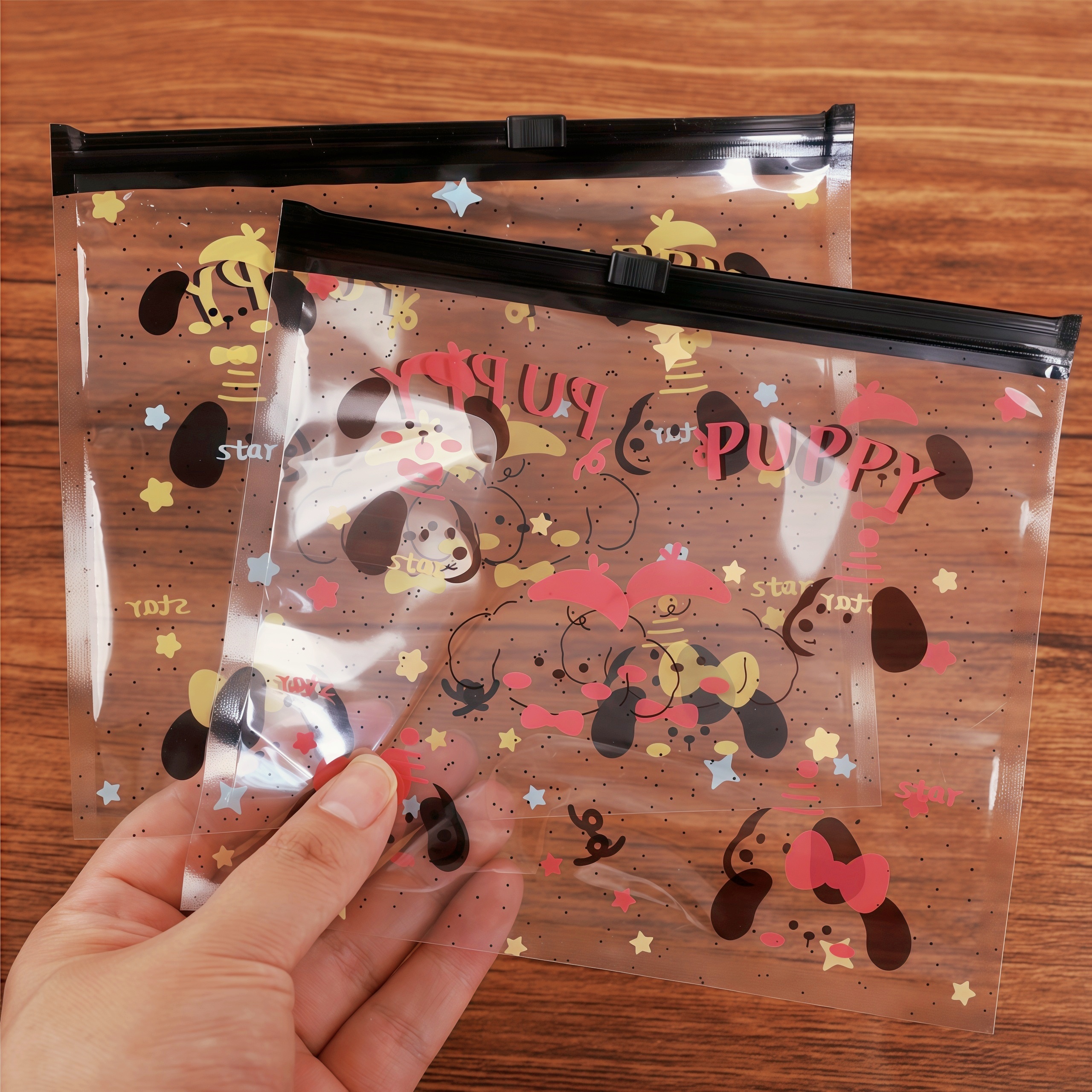 大号透明卡通小狗零食糖果礼物拉链密封袋DIY手作挂件袜子包装袋