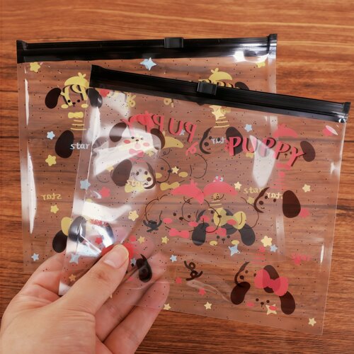 大号透明卡通小狗零食糖果礼物拉链密封袋DIY手作挂件袜子包装袋