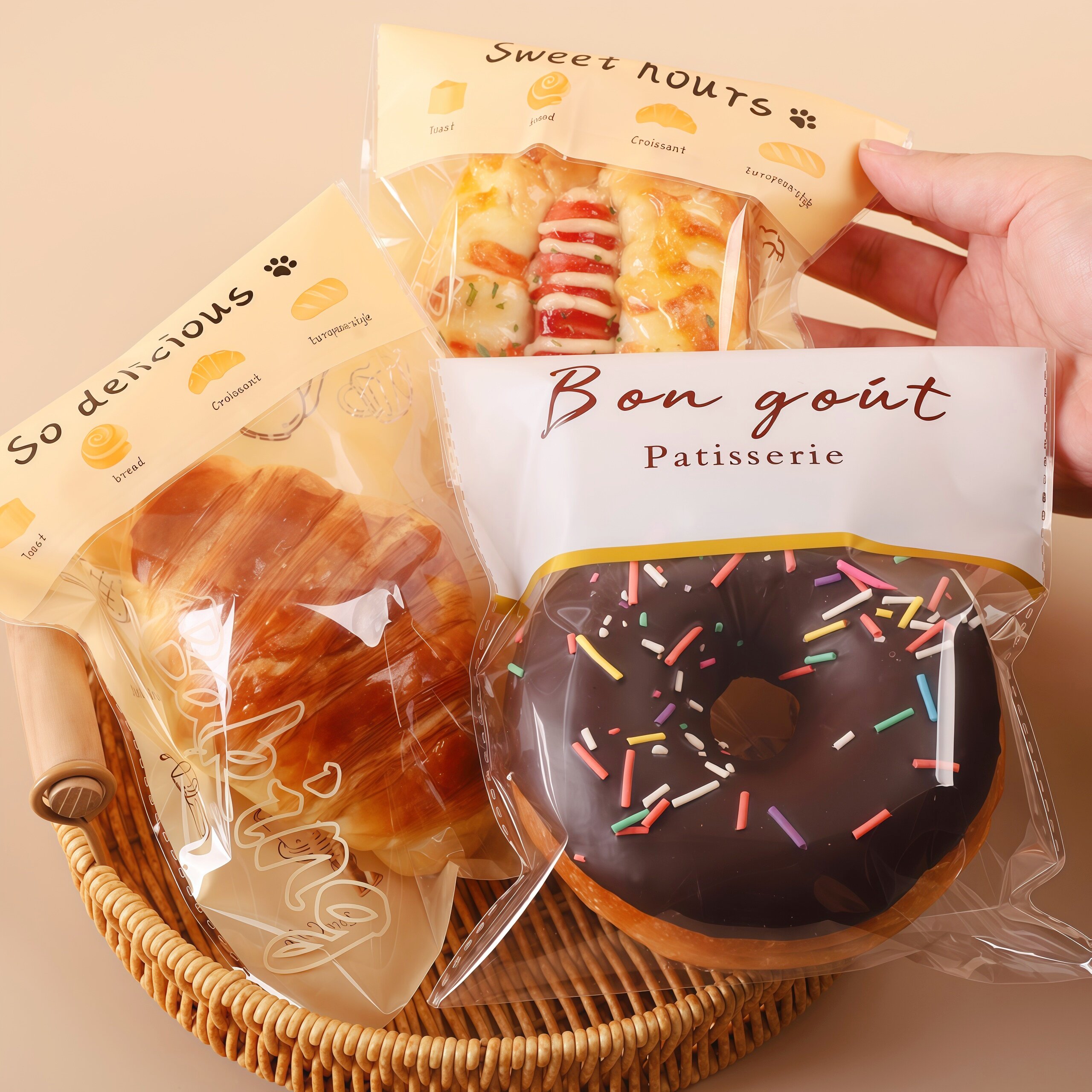 大号面包吐司烘焙食品自粘密封袋图片