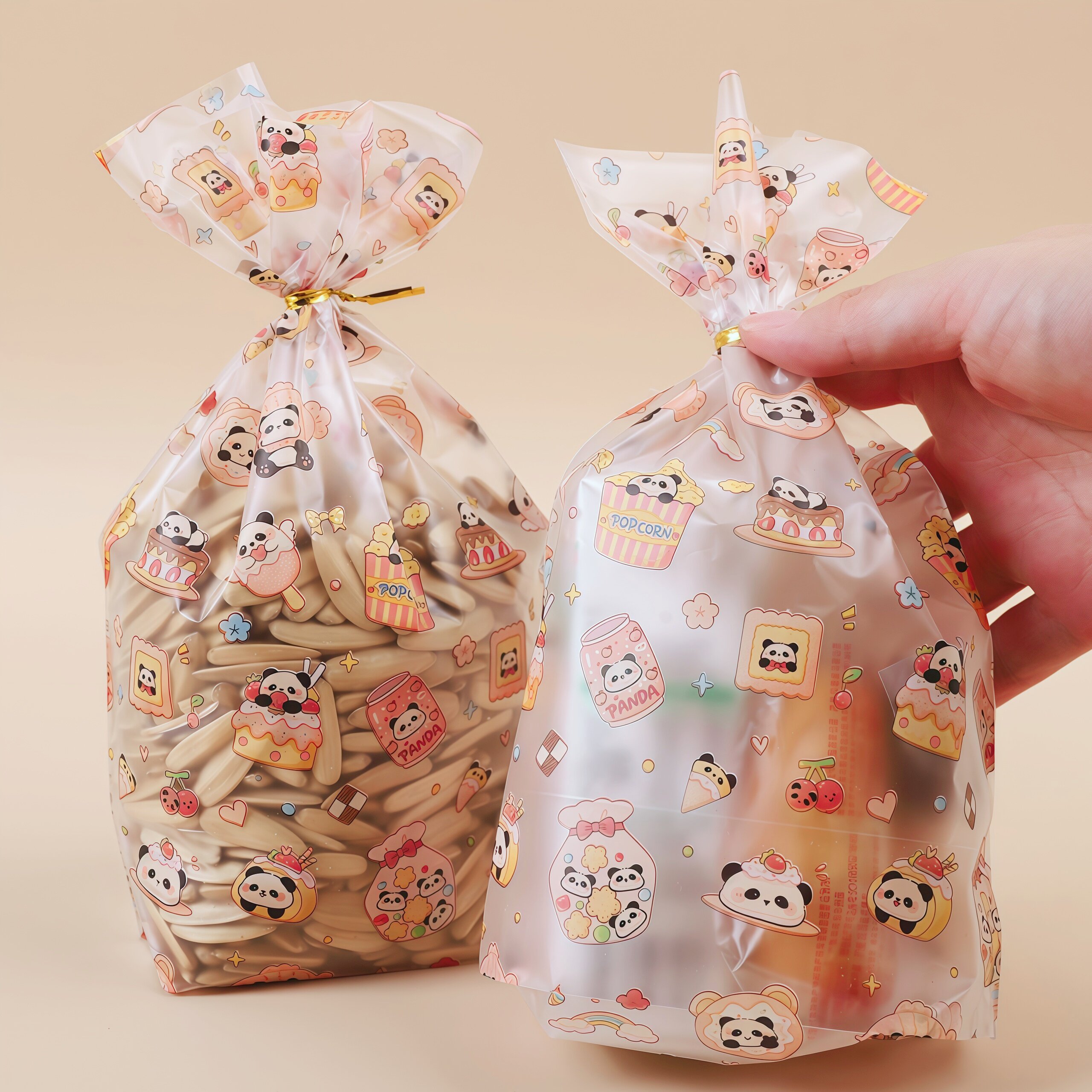 可爱熊猫零食糖果伴手礼加长食品包装袋DIY烘焙溶豆巧克力饼干袋