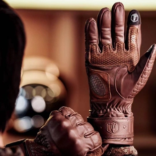 Mr MOTOR山系机车手套秋冬保暖触屏真皮防滑摩托车男女复古手套