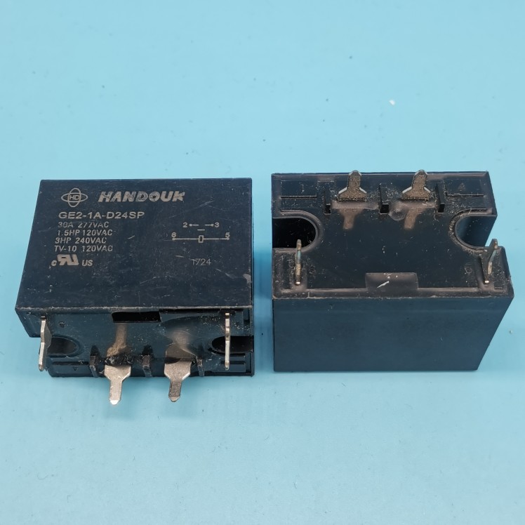 HANDOUK继电器 GE2-1A-DC24SP 24VDC 4脚30A/277VAC焊脚