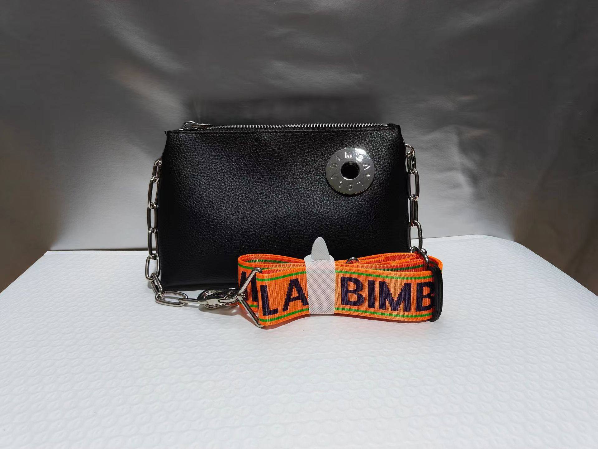 西班牙字母铁链包BIMBA Y LOLA方形拉链纯色通勤小方包单肩斜挎包