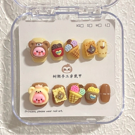 小海狸loopy露比手工穿戴甲短款指甲可爱卡通学生儿童可贴可拆卸