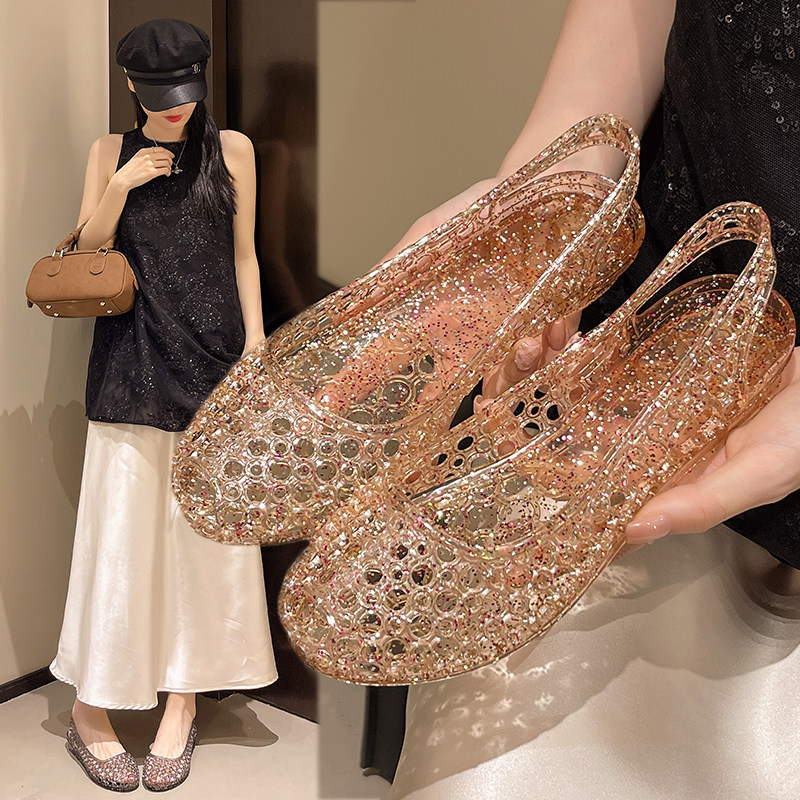 水晶果冻凉鞋女2025新款夏季外穿