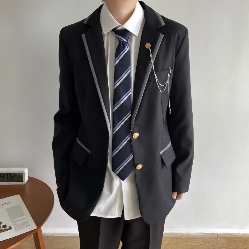 制服男西装套装学院风休闲西服外套男装一套学生毕业班服一整套