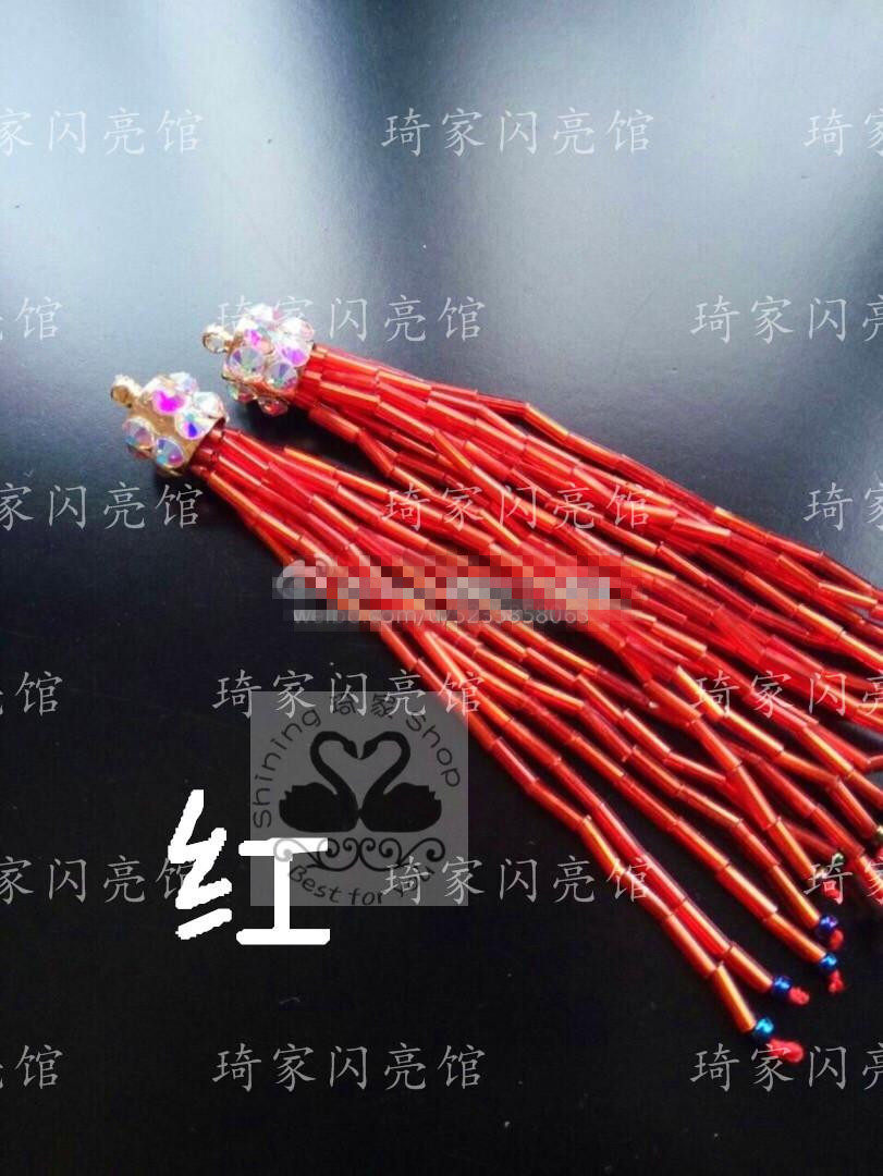 拉丁舞耳环管珠流苏无耳洞拉丁舞耳夹 成人儿童演出拉丁舞配饰品