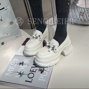 松糕底7cm 胎牛漆皮重工小皮鞋 森琦贝尔2026春新261 041厚底乐福鞋