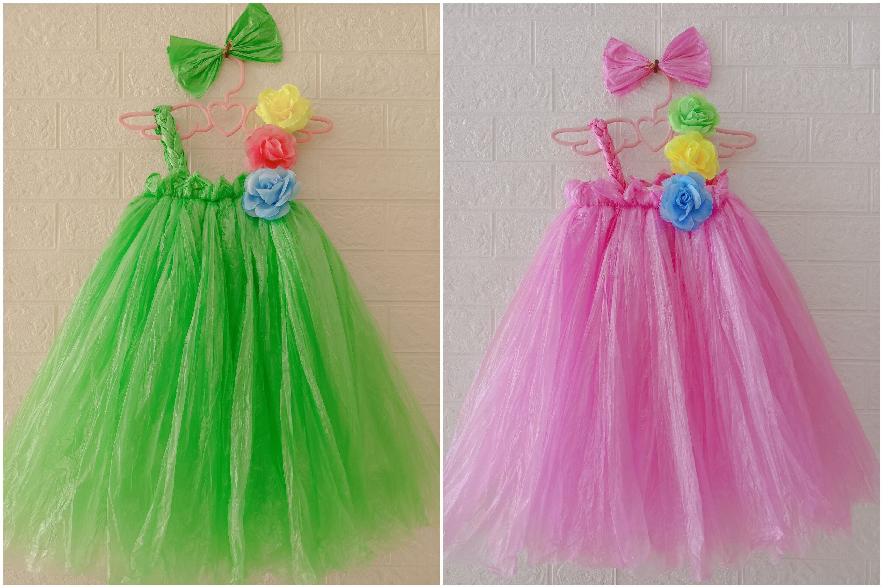 儿童六一环保服装女童幼儿时装创意走秀塑料袋衣服亲子环保裙子