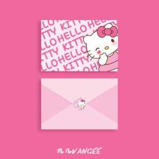 粉色KT猫生日礼物贺卡Kitty Cat凯蒂猫礼品卡片感恩留言感谢卡片