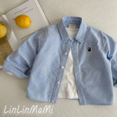 春秋宝宝洋气衬衣潮童装 男童衬衫 儿童经条纹衫 新款 外套2025秋季