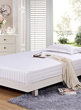 宾馆酒店床上用品全棉床笠四角松紧席梦思保护套 三公分白色缎条