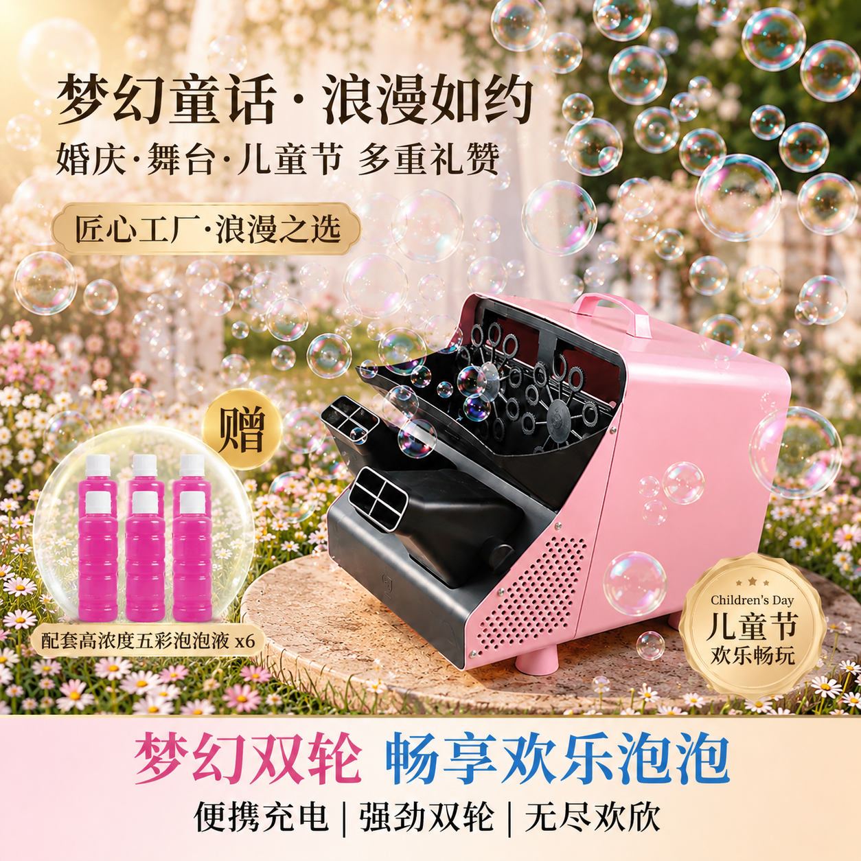 舞台泡泡机婚礼专用影院户外大型泡泡机六一活动开业商用充电双轮