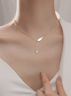 925纯银翅膀项链女2023新款潮小众设计感简约ins冷淡风锁骨链