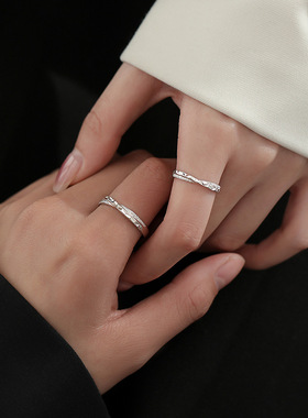 星辰大海情侣对戒小众设计开口戒异地恋男女戒指