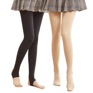 浪莎丝袜连裤袜女春秋中厚踩脚秋冬加绒加厚打底裤薄绒黑肉色薄款