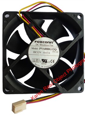 全新原装Foxconn PVA080G12Q DC 12V 0.65A 8025 8cm 3线CPU风扇