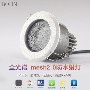 全光谱防水射灯嵌入式卫生间ip65三防筒灯浴室防眩智能调光射灯