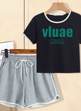 时尚套装女款设计感印花短款高腰修身显瘦不规则短款女夏季ins潮