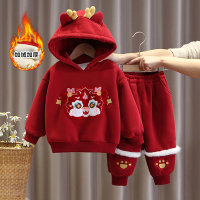 男童红色卫衣套装冬季儿童衣服