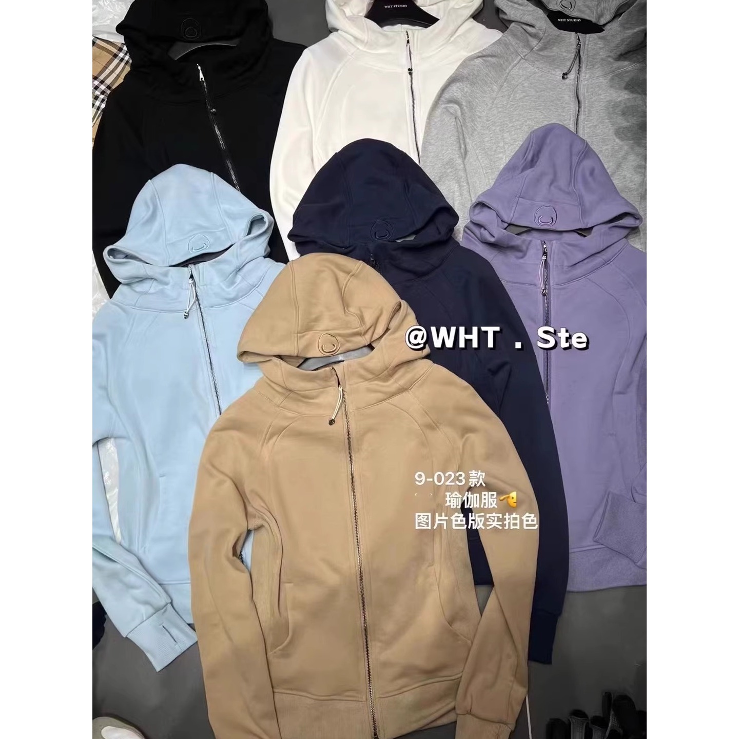 韩系刺绣修身连帽卫衣拉链开衫