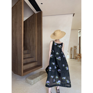 提花蓬蓬裙连衣裙 夏法式 EMo原创小众设计感吊带裙长款 女2025新款