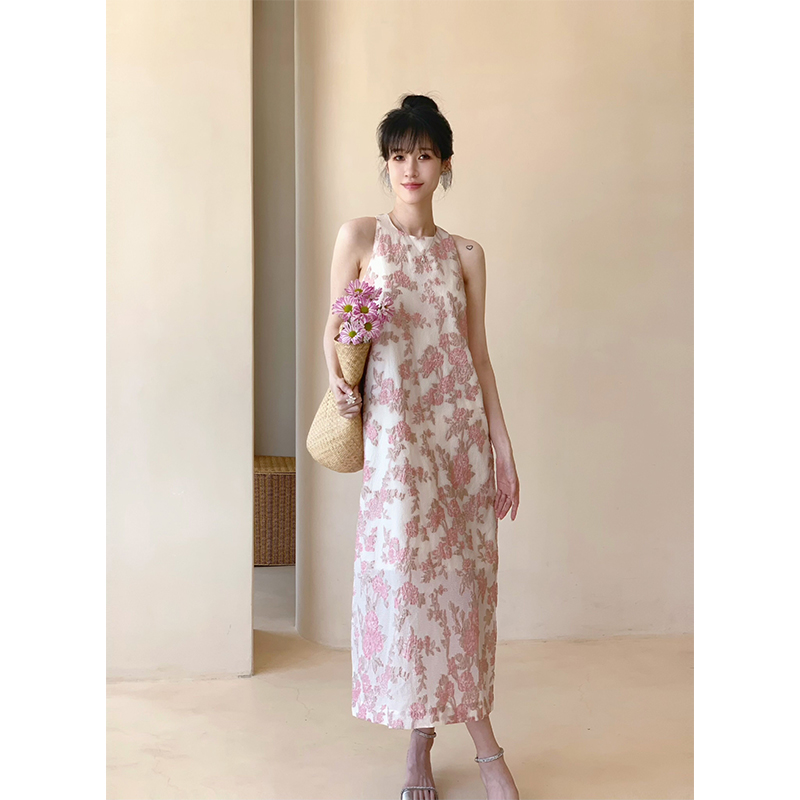 小众设计感提花度假长裙连衣裙