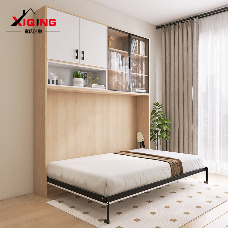 喜庆隐形床多功能壁床省空间墨菲床侧翻横翻折叠床定制书柜隐藏床
