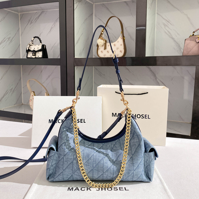 MACKJHOSEL菱格牛仔链条腋下包
