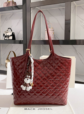 MACK JHOSEL油蜡皮菱格托特包包女2026新款百搭通勤手提单肩包